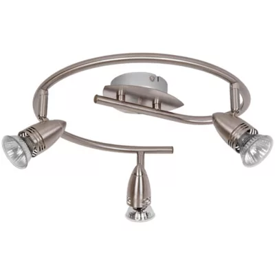 Plafonnier spot 3 lumières GU10 7W GoodHome Aspis nickel satiné H.16 x Ø32 cm
