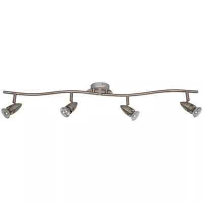 Réglette spot 4 lumières GU10 7W GoodHome Aspis nickel satiné L.86 x L.9 x H.16 cm