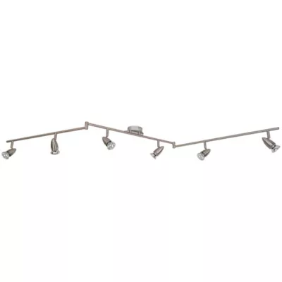 Réglette spot 6 lumières GU10 7W GoodHome Aspis nickel satiné L.134 x L.55 x H.16 cm