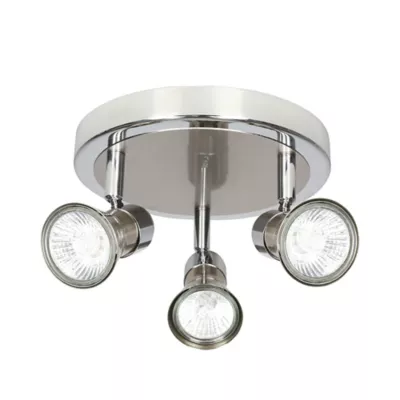 Plafonnier spot 3 lumières GU10 10W GoodHome Aphroditus nickel H.14 x Ø19 cm