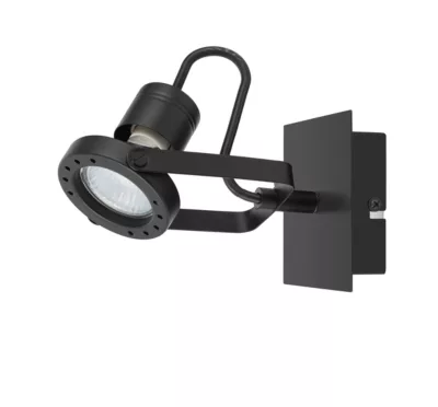 Patère spot GU10 5W GoodHome Chaman noir mat L.10 x L.17 x H.10 cm