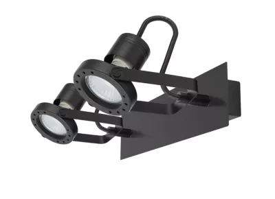 Réglette spot 2 lumières GU10 5W GoodHome Chaman noir mat L.30 x L.17 x H.7 cm
