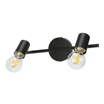 Réglette spot 2 lumières E27 8.6W GoodHome Ghlin noir mat L.33 x L.10 x H.15 cm