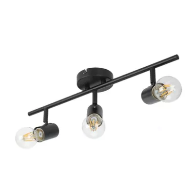 Réglette spot 3 lumières E27 8.6W GoodHome Ghlin noir mat L.50 x L.10 x H.15 cm