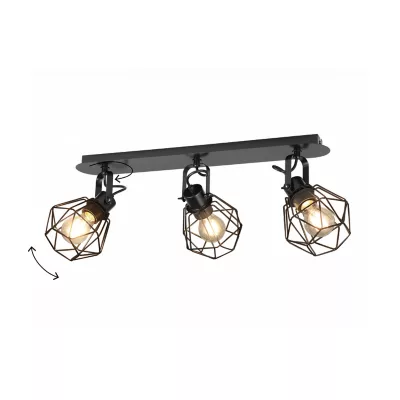 Réglette spot 3 lumières E27 15W GoodHome Smertrio noir mat L.57,5 x L.57,5 x H.21.2 cm