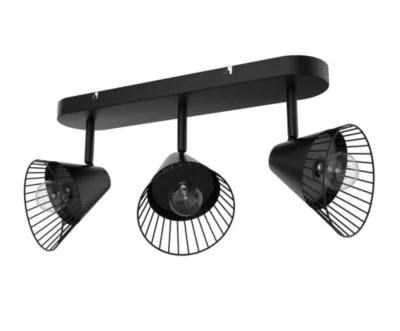 Réglette spot 3 lumières E14 10W GoodHome Tsolma noir mat L.40 x L.9 x H.22 cm