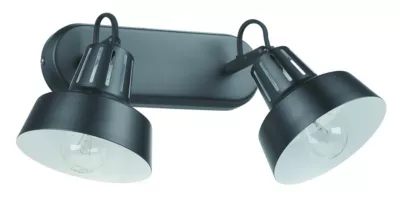 Réglette spot 2 lumières E14 10W GoodHome Yarra noir mat L.28,5 x L.22,4 x H.18.5 cm