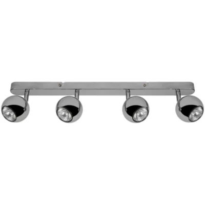 Réglette spot 4 lumières GU10 7W GoodHome Roccheta chrome L.55 x L.4 x H.12 cm