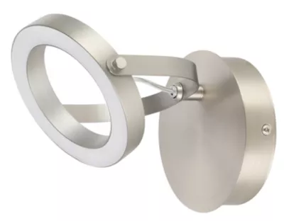 Patère spot LED intégrée 400 lm 6 W blanc chaud GoodHome Taphao nickel satiné L.18 x L.13,5 x H.14 cm