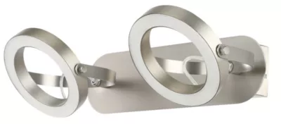 Réglette spot LED intégrée dimmable 400lm 12W blanc chaud GoodHome Taphao nickel satiné L.18 x L.35,5 x H.10 cm
