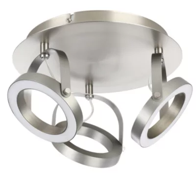 Plafonnier spot LED intégrée dimmable 400lm 18W blanc chaud GoodHome Taphao nickel satiné H.17 x Ø32 cm