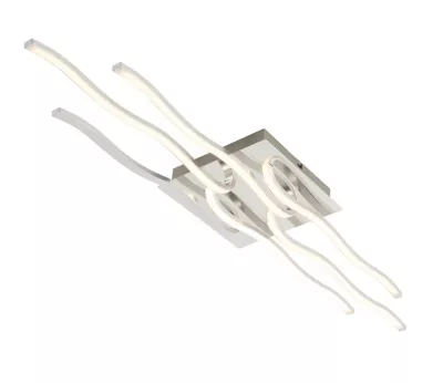 Plafonnier LED intégrée 3000lm 28.5W blanc chaud GoodHome Vaccus effet chromé L.86.5 x l.20 x H.7.5 cm