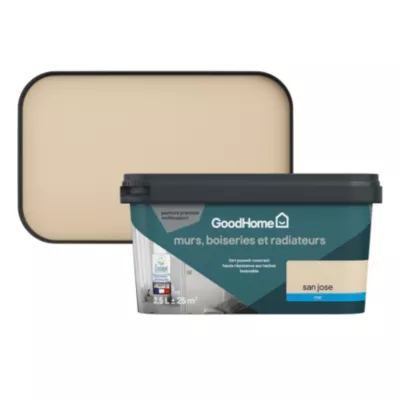Peinture intérieure couleur murs, boiseries et radiateurs GoodHome mat san jose beige 2.5L