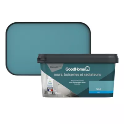 Peinture intérieure couleur murs, boiseries et radiateurs GoodHome Nice mat bleu 2,5L