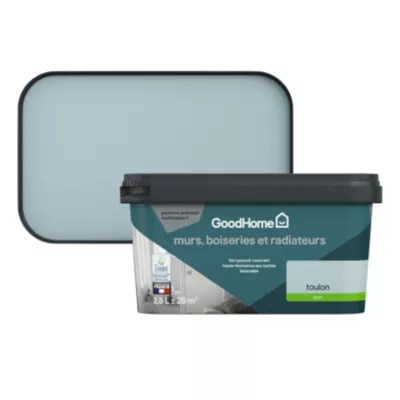 Peinture intérieure couleur murs, boiseries et radiateurs GoodHome Toulon satin bleu 2,5L