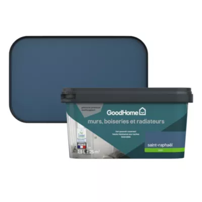 Peinture intérieure couleur murs, boiseries et radiateurs GoodHome satin saint-raphaël bleu 2.5L