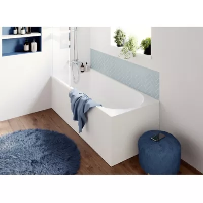 Baignoire droite en acrylique L.160 x l.70 cm blanc, GoodHome Cavally
