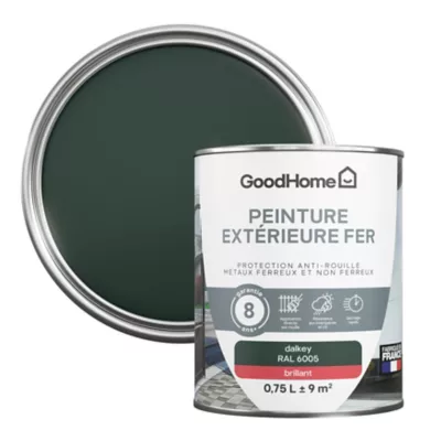 Peinture extérieure fer anti-rouille GoodHome RAL 6005 vert dalkey brillant 0.75L