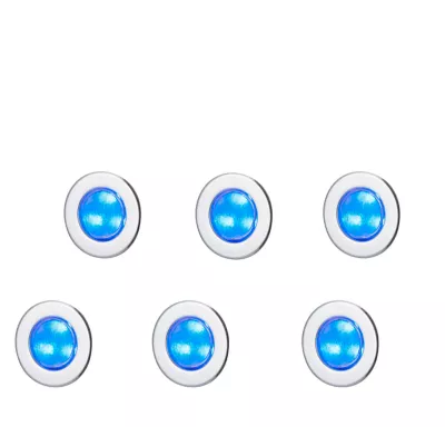6 spots encastrable Hardin LED intégrée 3.6W IP65 et IP67 GoodHome argent lumière bleue