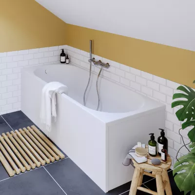 Baignoire droite en acrylique L.160 x l.70 cm blanc, Horyn
