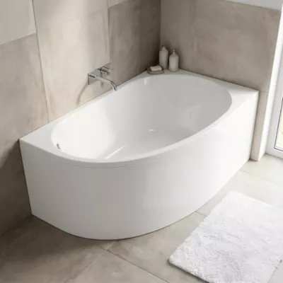 Baignoire pour angle droit Horyn L. 150 cm x l. 90 cm blanc