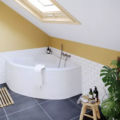 Baignoire d'angle en acrylique L.130 x l.130 cm blanc, Horyn