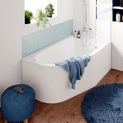 Baignoire asymétrique droite 160x90 cm Cavally blanc