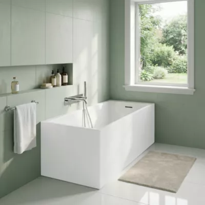 Baignoire semi îlot 170x75 cm Bakor blanc