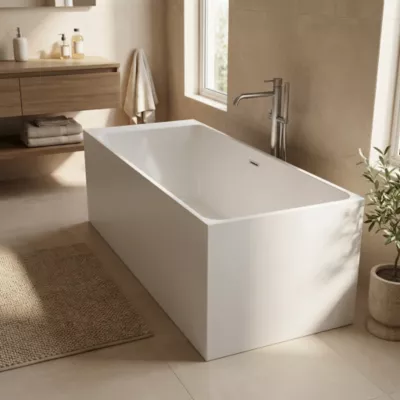 Baignoire semi îlot 180x80 cm Bakor blanc