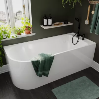 Baignoire adossée pour angle droit 170x75 cm Oguta blanc