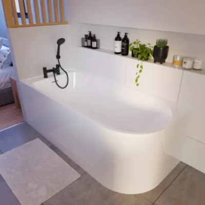 Baignoire adossée pour angle gauche 170x75 cm Oguta blanc