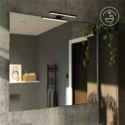Réglette LED 3 en 1 mur miroir meuble noir L.30 cm IP44 900lm GoodHome Craven
