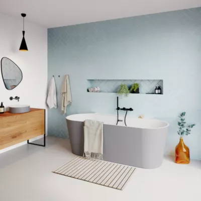 Baignoire semi-îlot Nakina L. 170 cm x l. 75 cm gris