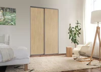 Porte de placard coulissante vendue par 2 Elegancia décor chêne 150 x 250 cm