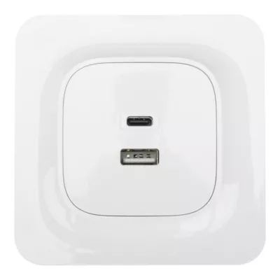 Double prise USB-A+C Jacobsen Kennet blanc complet