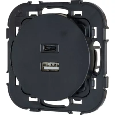 Double prise USB-A+C Jacobsen Espen noir à composer