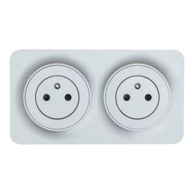 Double prise avec terre prêt câblée Jacobsen Espen aluminium composable