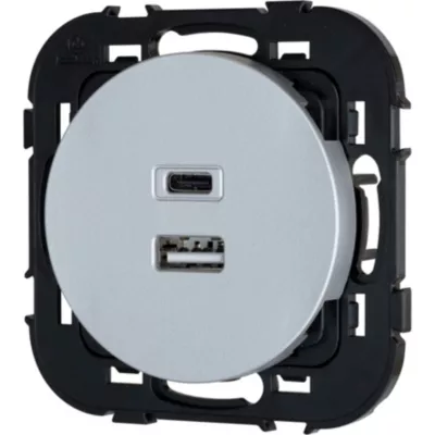 Double prise USB-A+C Jacobsen Espen aluminium à composer