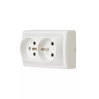 Double prise monobloc en saillie Jacobsen Sigurd blanc complet