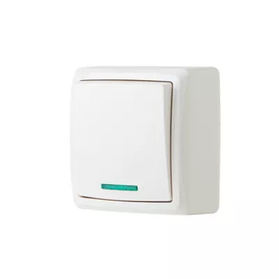 Interrupteur lumineux monobloc en saillie Jacobsen Sigurd blanc complet