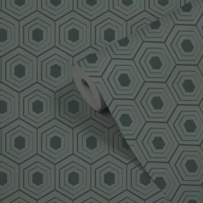Papier peint Vinyle Intissé GoodHome Draba vert et noir