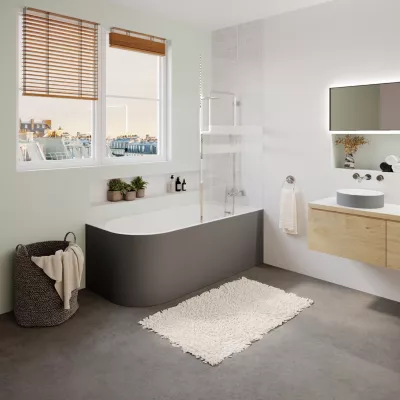 Baignoire adossée pour angle droit 170x75 cm Oguta gris
