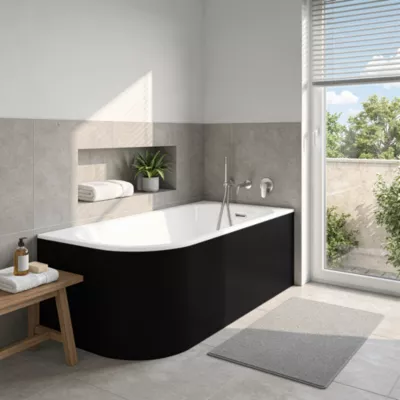 Baignoire adossée pour angle droit 170x75 cm Oguta noir mat