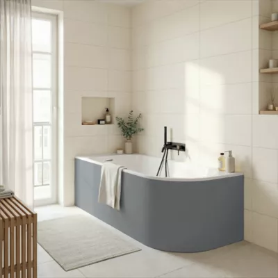 Baignoire adossée pour angle gauche 170x75 cm Oguta gris mat