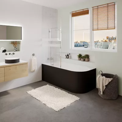 Baignoire adossée pour angle gauche 170x75 cm Oguta noir mat