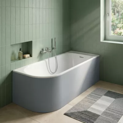 Baignoire adossée pour angle droit 160x75 cm Oguta gris