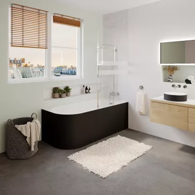 Baignoire adossée pour angle droit 160x75 cm Oguta noir