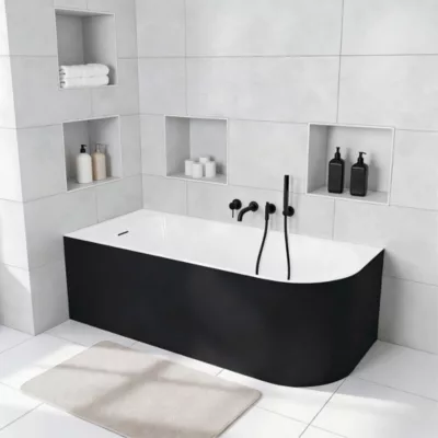 Baignoire adossée pour angle gauche 160x75 cm Oguta noir mat