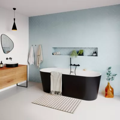 Baignoire semi-îlot Nakina L. 150 cm x l. 75 cm noir