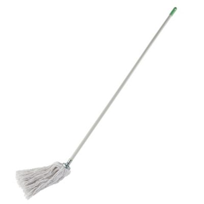Serpillère à franges en coton blanc L.158 x l.13 cm